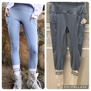NWT new FREE PEOPLE sock it to me leggings SMALL blue white knit sweater bottoms